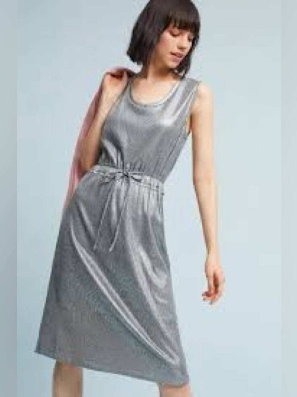 DOLAN - ANTHROPOLOGIE, the silver metallic midi dress!